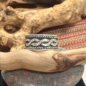 Vintage Celtic Rope Band Ring - Sterling Silver